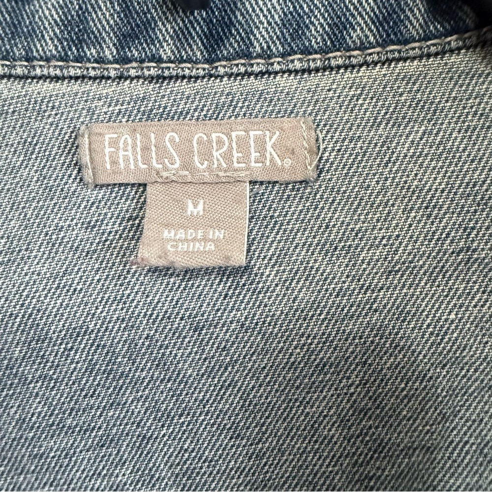 Falls Creek Distressed Raw Hem Denim Jacket Medium Wash Coastal Cowgirl Indie - Picture 4 of 6